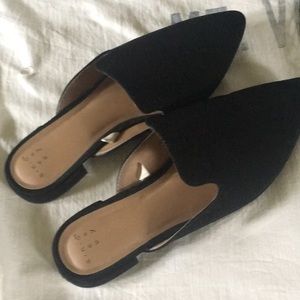 A new day black suede mules size 7